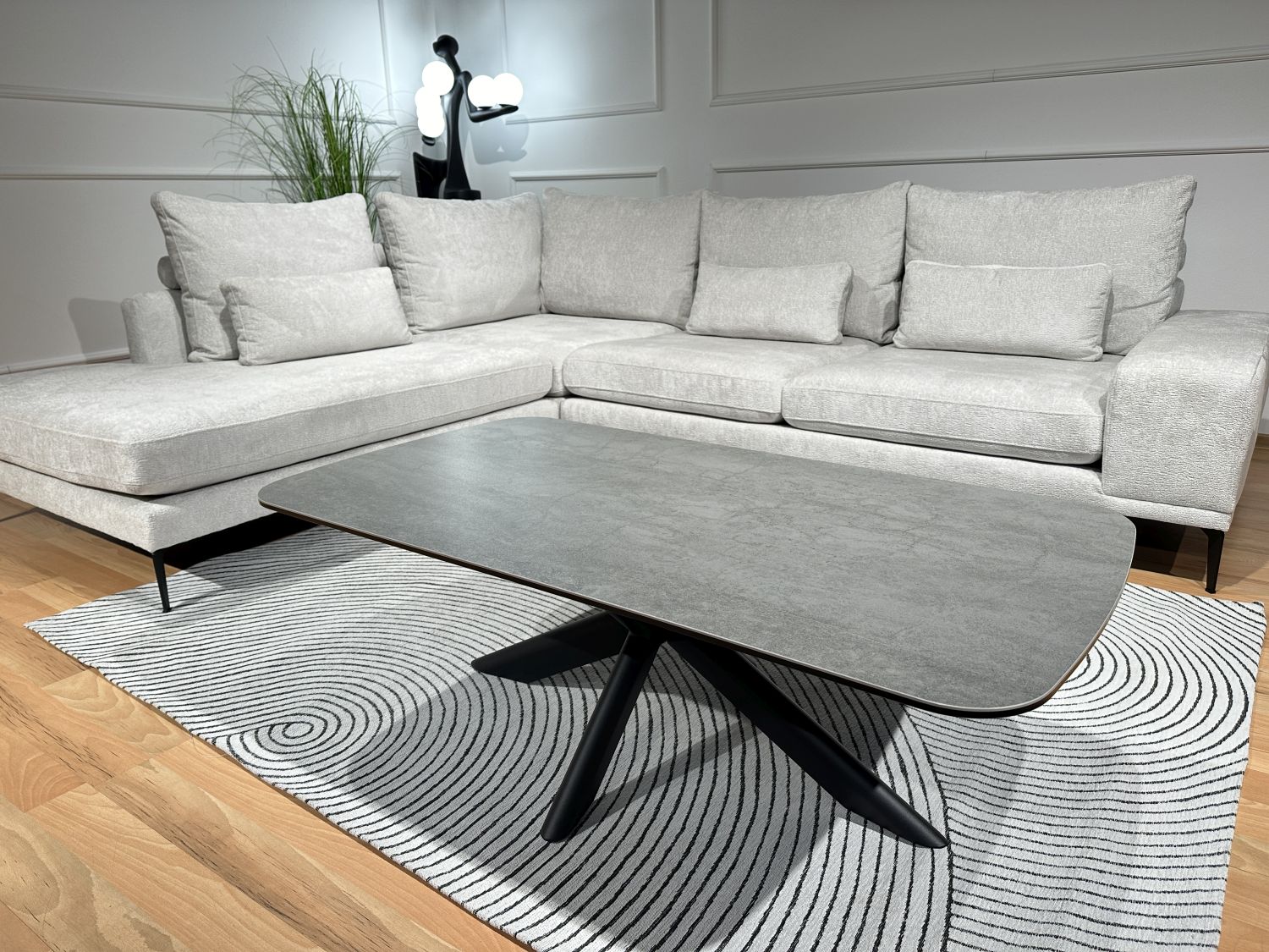Stolik kawowy Flexa ze spieku kwarcowego 130x70 Szary