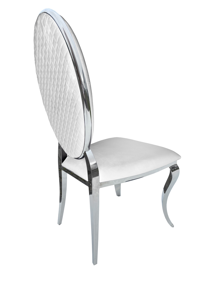Nowoczesne krzesło chromowane FT-220H biały velvet Glamour-Silver