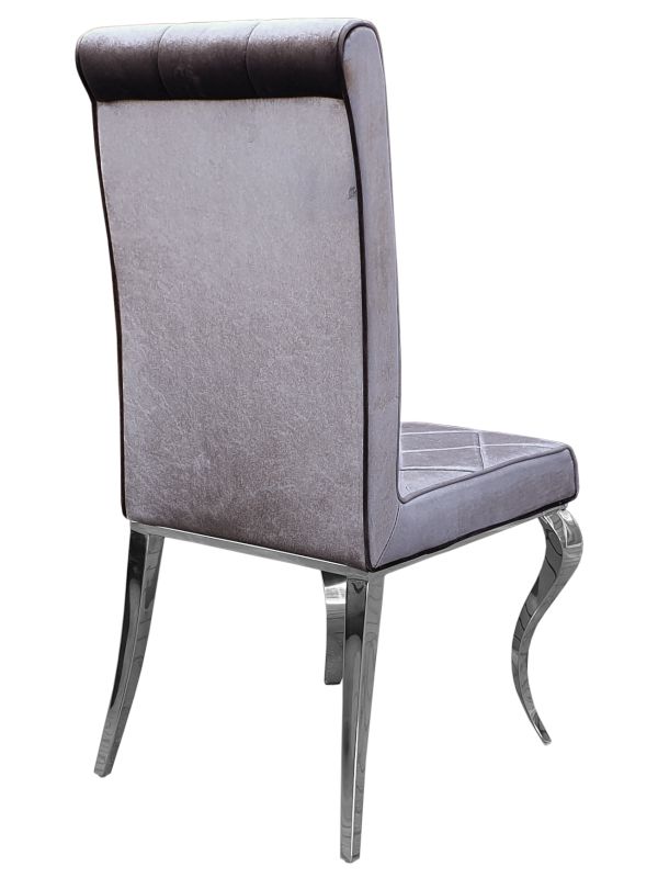 Krzesło Glamour szare z przeszyciami i chromowanymi nogami FT 216 silver
