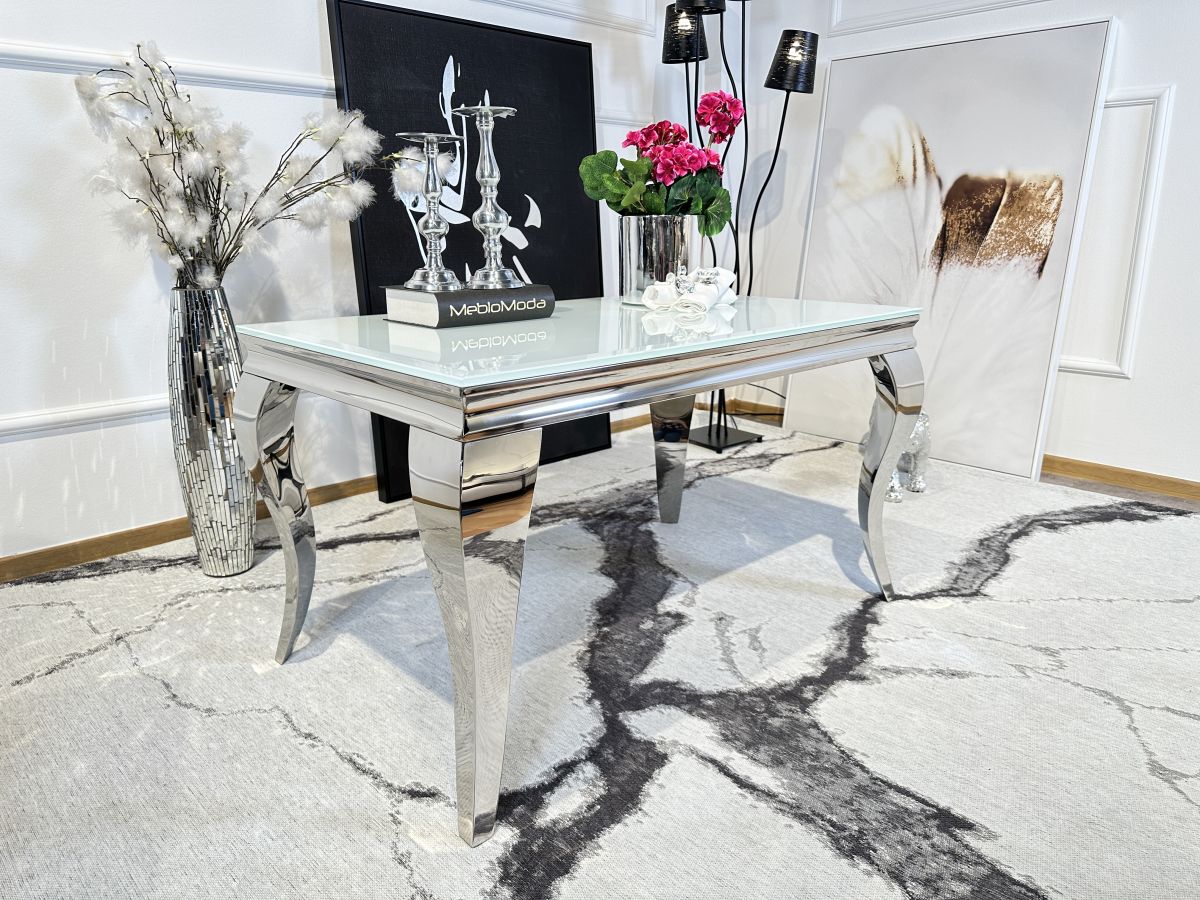 Ława stolik kawowy 100x60 biały Glamour Silver t 780 w kolorze srebrnym
