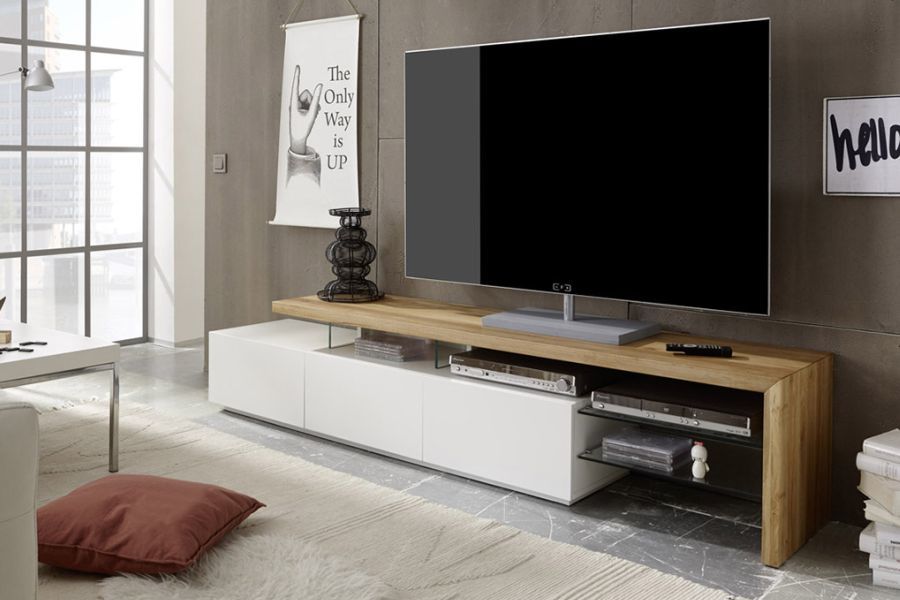 Stolik RTV Alimos I 59219AW4 BIAŁY MAT + dąb