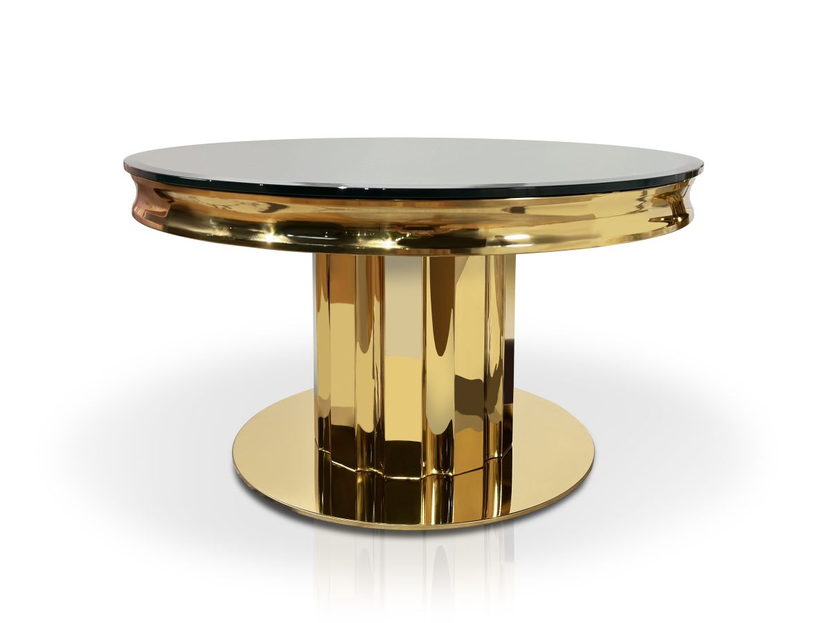 Ława stolik kawowy nowoczesny T-948 okrągły śr.80 cm czarny ludwik Glamour Gold złoty