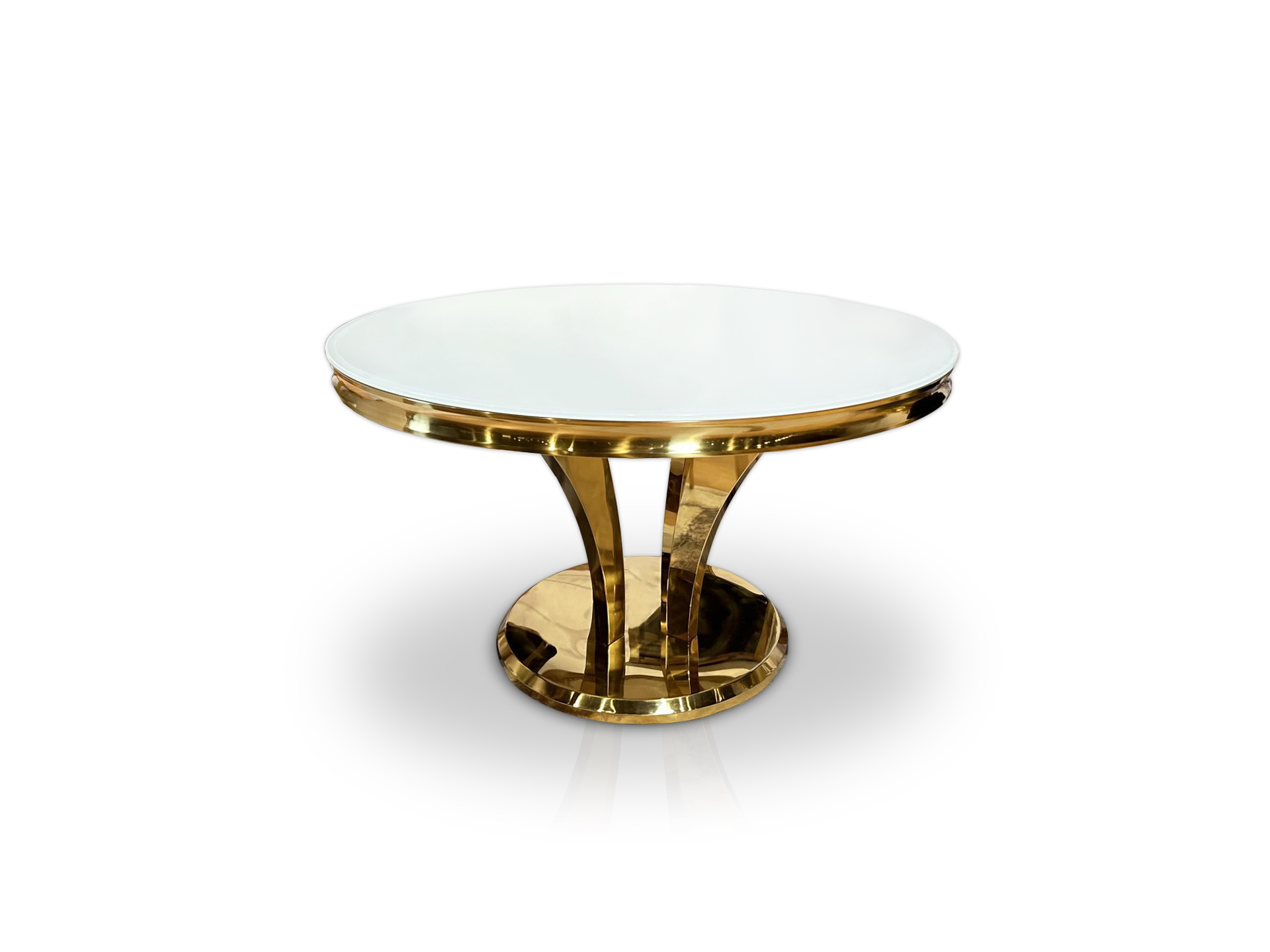 Złoty stół okragły Glamour średnica 100cm biały T-977-1 - GOLD nowoczesny
