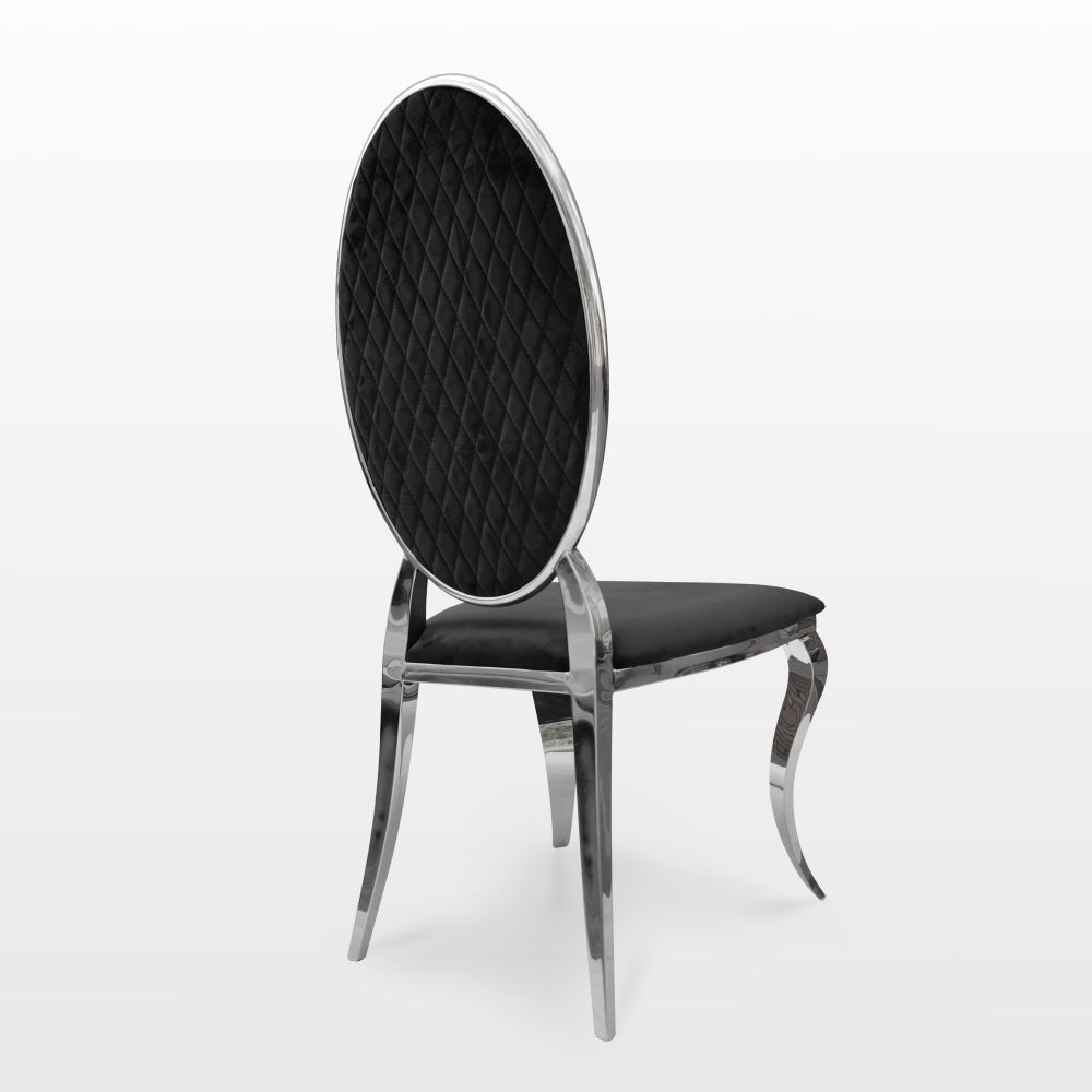 Nowoczesne krzesło chromowane FT-220H CZARNY VELVET Glamour-Silver