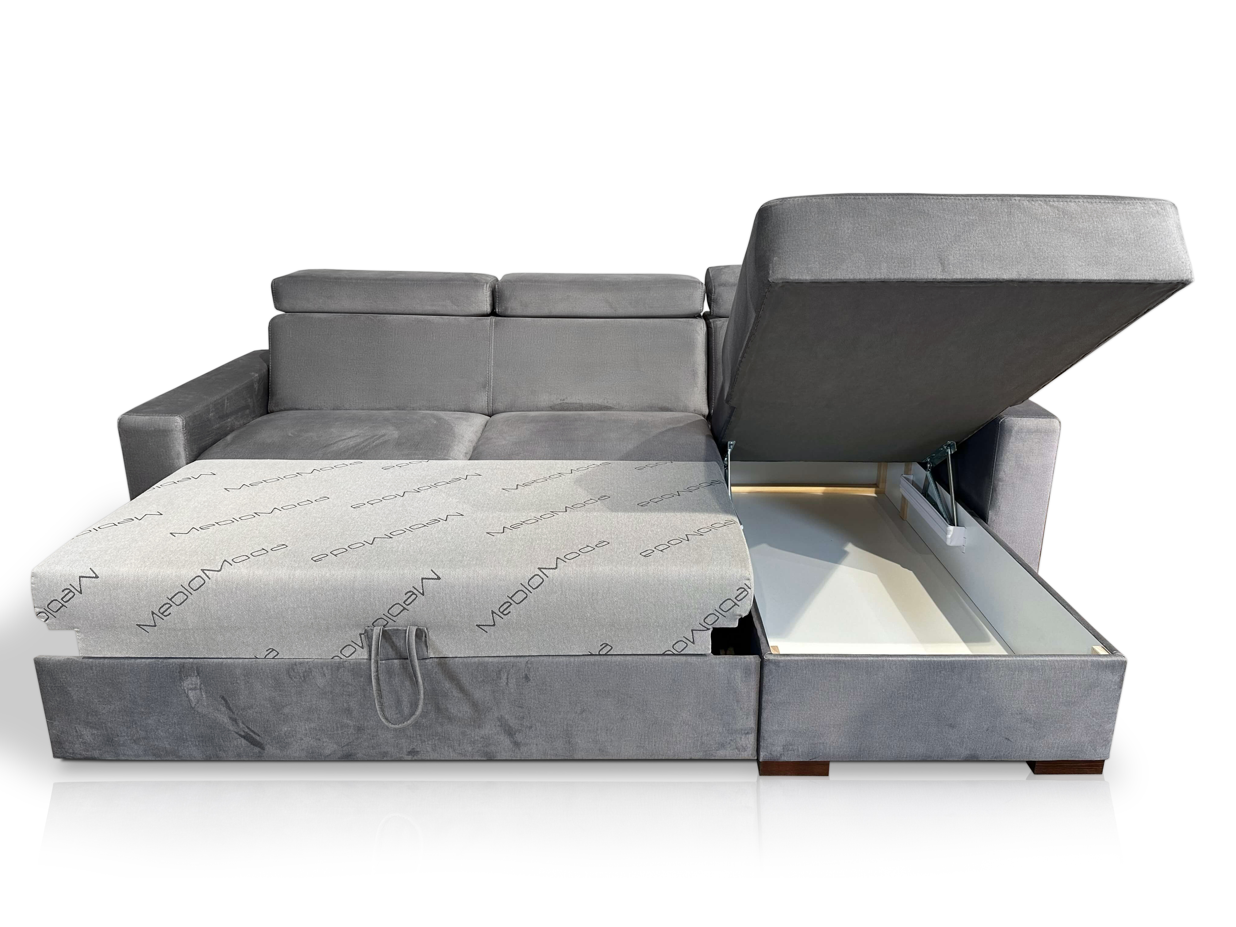 Malaga S narożnik z regulowanymi zagłówkami funkcją spania i pojemnikiem