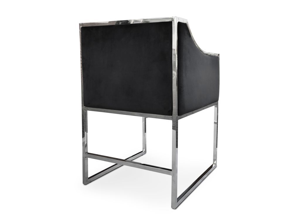 Nowoczesne krzesło chromowane fotel FT-865 czarny velvet Glamour-Silver