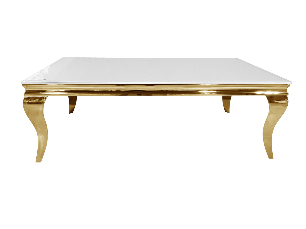 Ława stolik kawowy T-780 130x70 biały Glamour Gold stal szlachetna w kolorze złotym