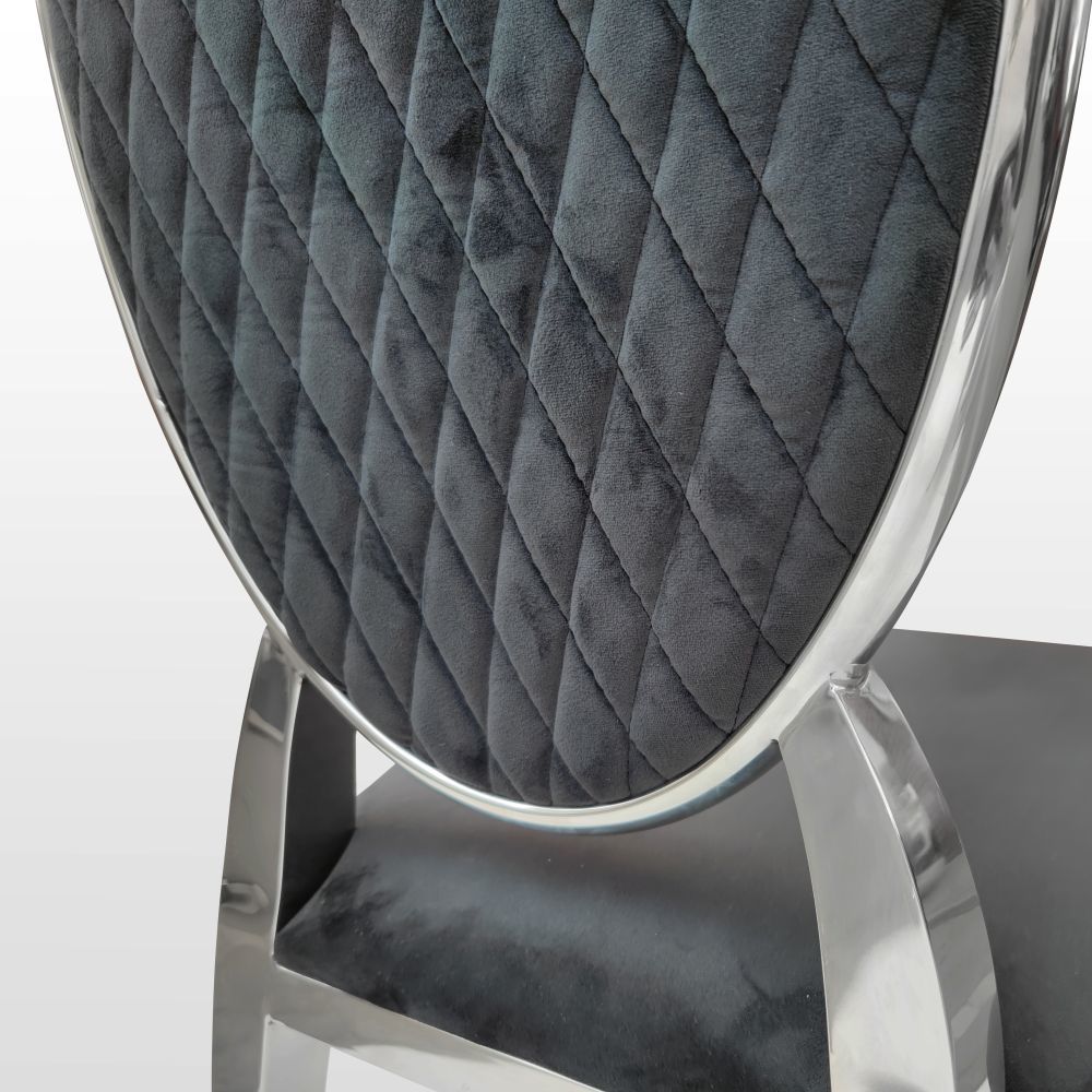 Nowoczesne krzesło chromowane FT-220H CZARNY VELVET Glamour-Silver