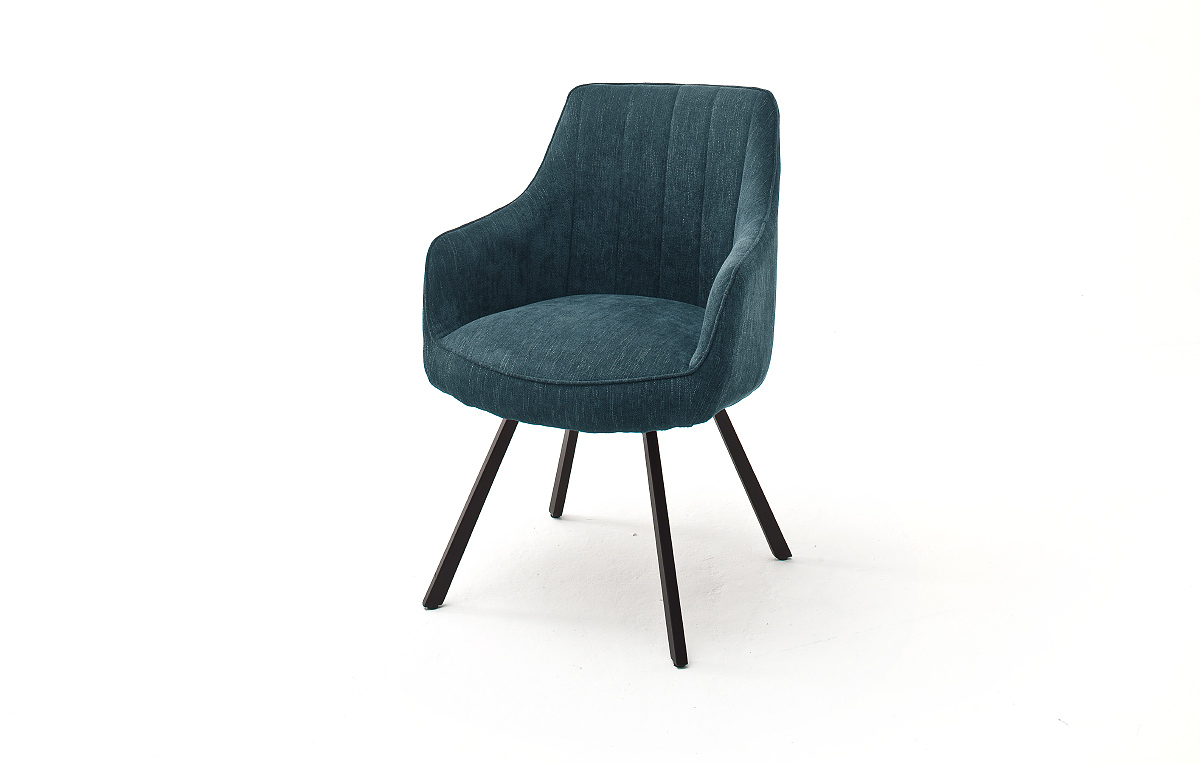 Sassello krzesło z podłokietnikiem na 4 nogach z obrotowym siedziskiem sprężyny tkanina petrol blue