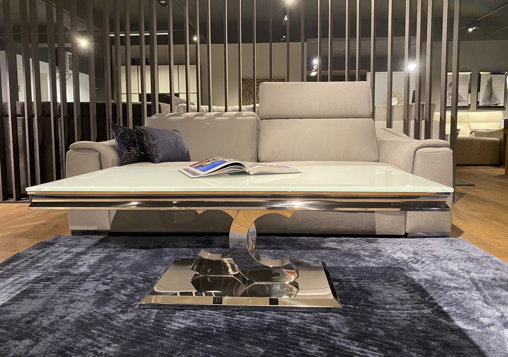 Ława stolik kawowy 130x70 biały  Glamour Silver T 922-1