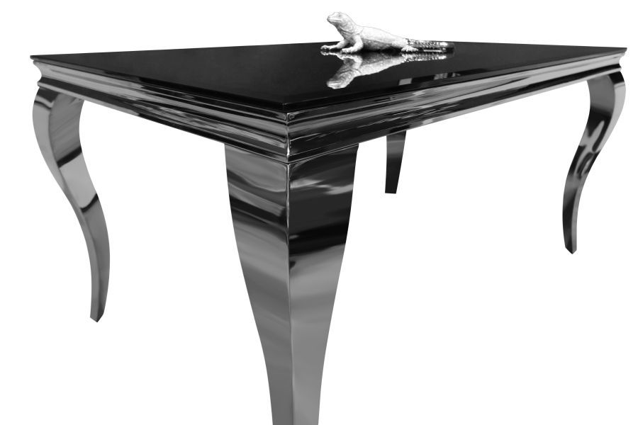 Stół szklany czarny  z chromowanymi nogami T780  120x80 cm