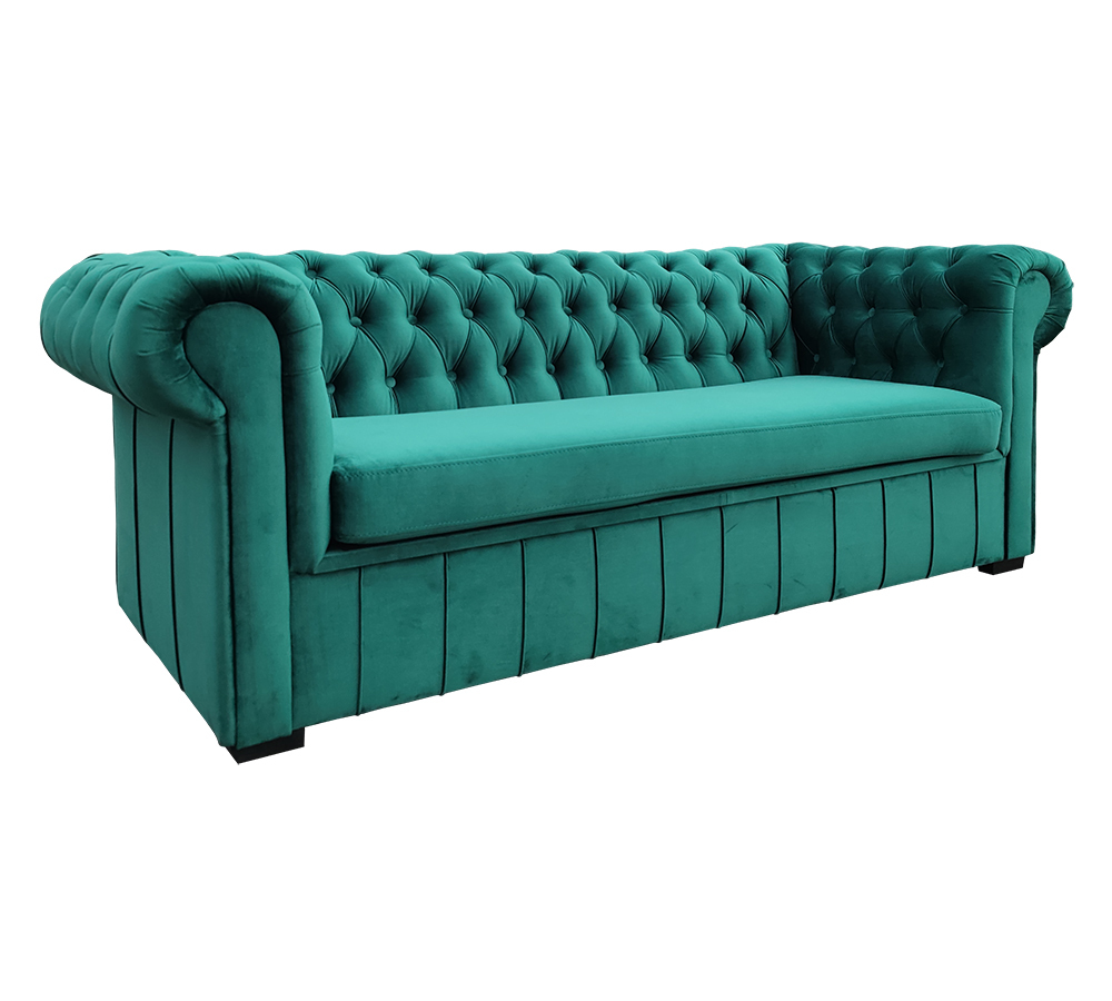 Chesterfield II sofa pikowana 3-osobowa z funkcją spania rozkładana glamour