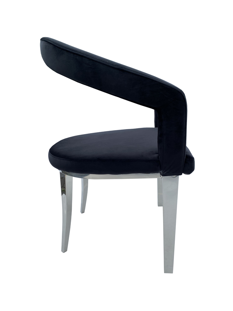 Nowoczesne krzesło chromowane PT-507 czarne Glamour-Silver