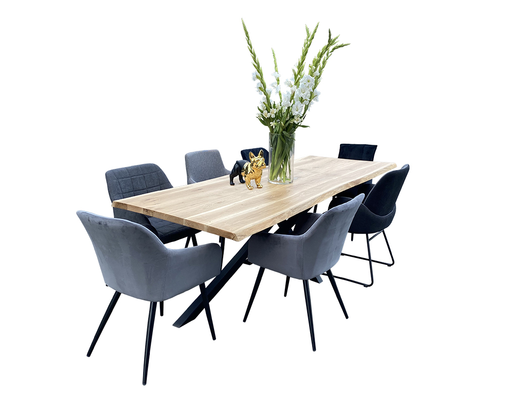 Stół Classic 180x100 dąb lity podstawa typu gwiazda krawędź naturalna na wymiar