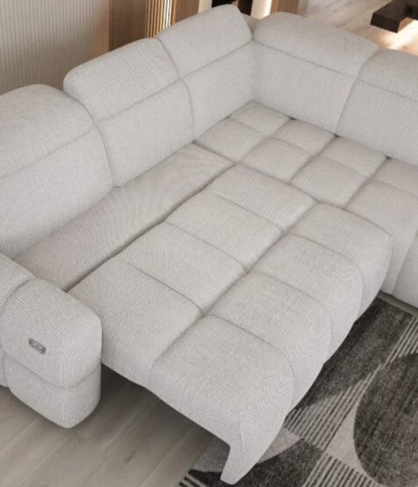 Narożnik Mateo L z elektrycznie wysuwanym siedziskiem i regulowanymi zagłówkami Wersal 