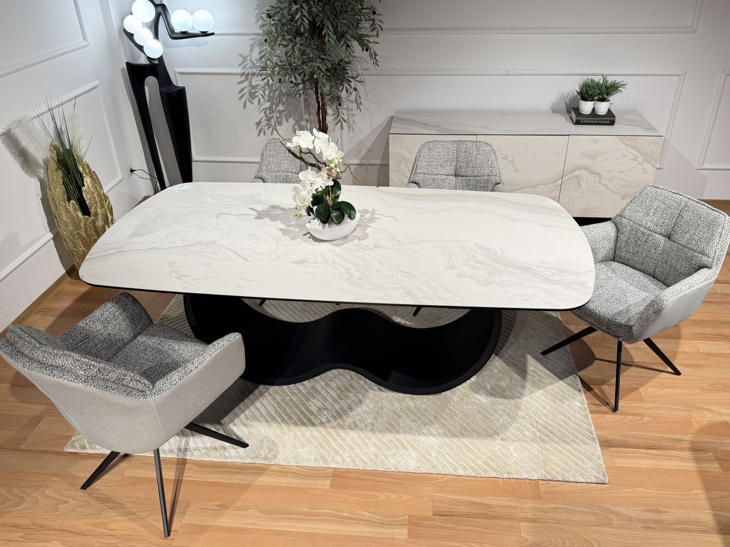 Stół spiek kwarcowy rozkładany Carbone 220(+45+45) x 110