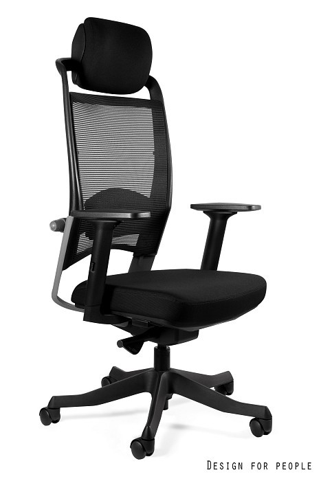 Fotel ergonomiczny Fulkrum tkanina/siatka czarna P069 Unique