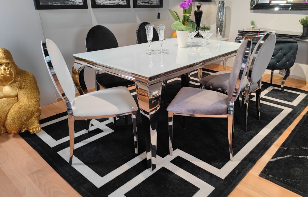 Krzesło chromowane FT 83 Glamour-Silver tkanina szara Louis ludwik