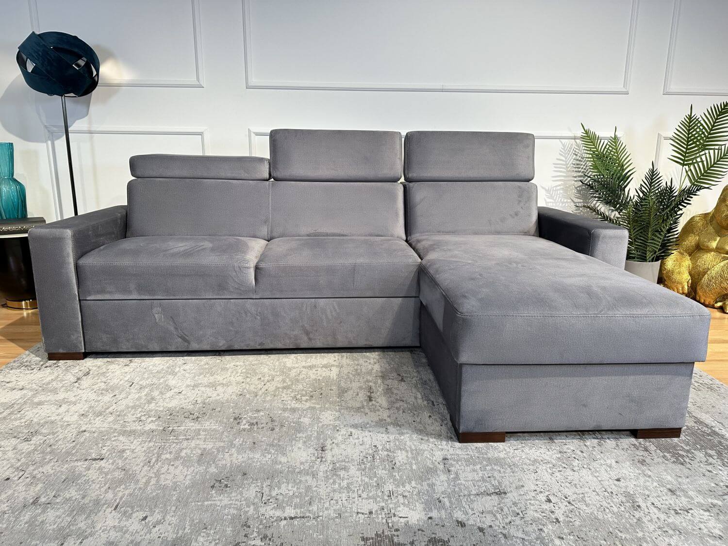 Malaga S narożnik z regulowanymi zagłówkami funkcją spania i pojemnikiem