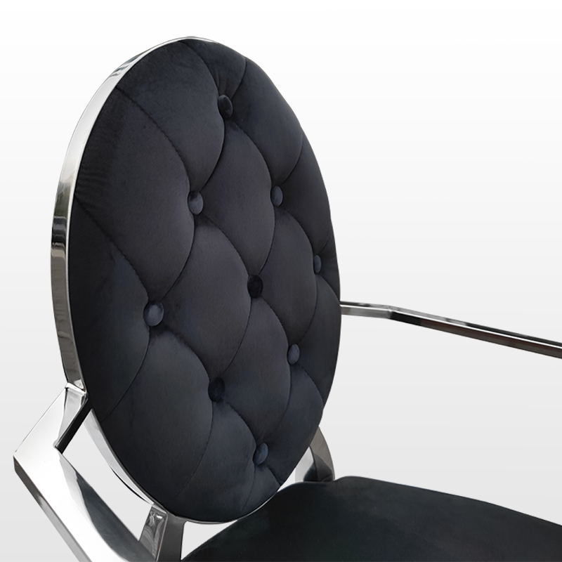 Nowoczesne krzesło chromowane z podłokietnikami i guzikami FT 83ARM Glamour