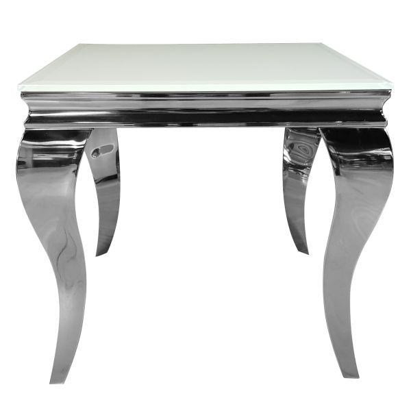 Ława stolik kawowy end 60x60 biały Glamour Silver t 780 w kolorze srebrnym szkło hartowane 12mm