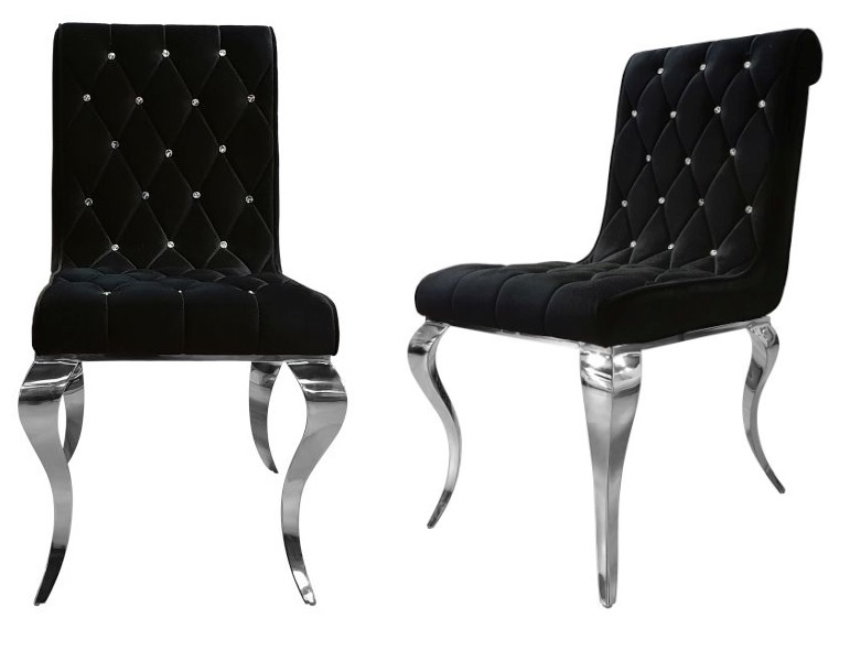 Krzesło Glamour Silver z kryształkami i chromowanymi nogami FT 174