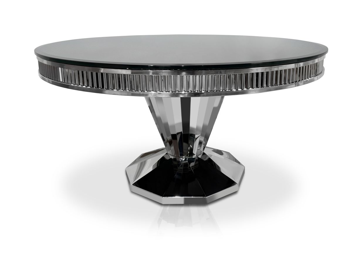 Ława stolik kawowy Glamour okrągły czarny T 910 Silver średnica 100 cm