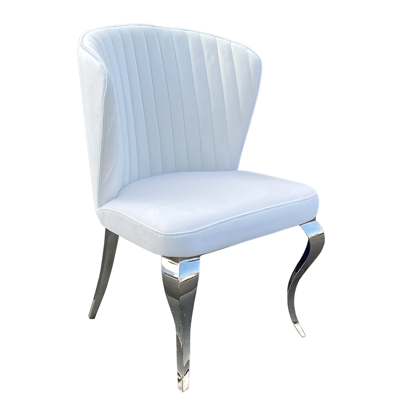 Nowoczesne krzesło chromowane FT-227 biały velvet Glamour-Silver