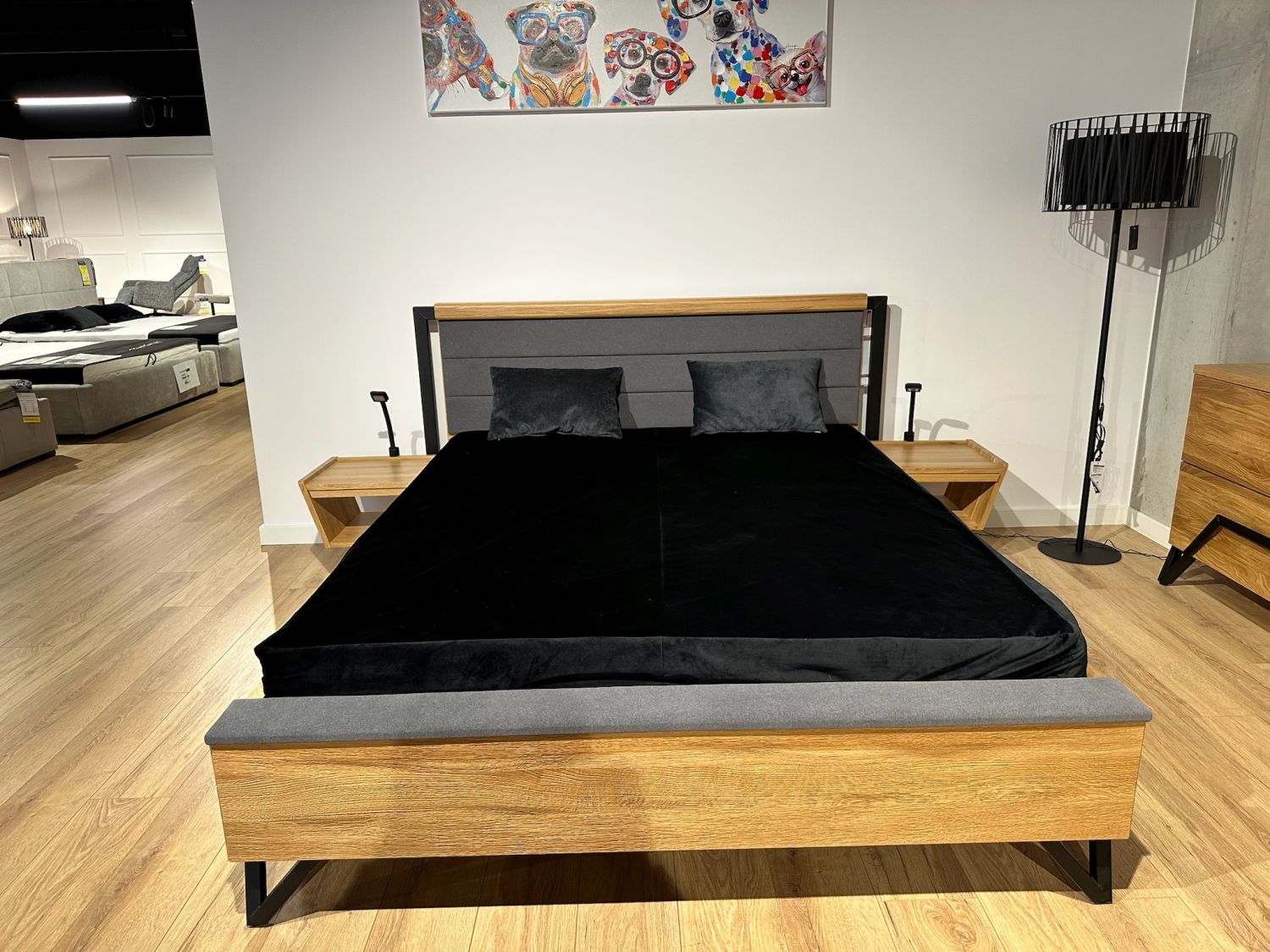 Zestaw Pik : Łóżko+ szafki nocne z lampką, przecena z ekspozycji -20%