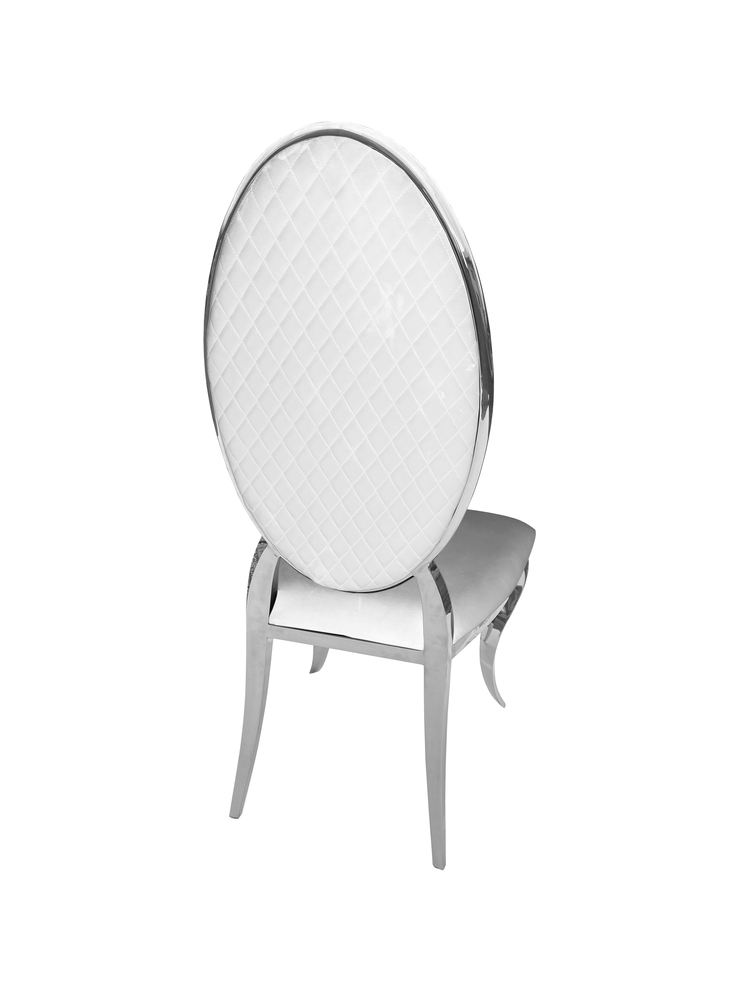Nowoczesne krzesło chromowane FT-220H biały velvet Glamour-Silver