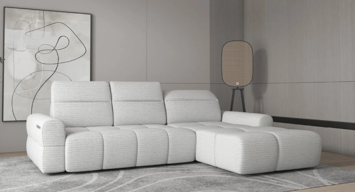 Narożnik Mateo S z elektrycznie wysuwanym siedziskiem i regulowanymi zagłówkami Wersal 