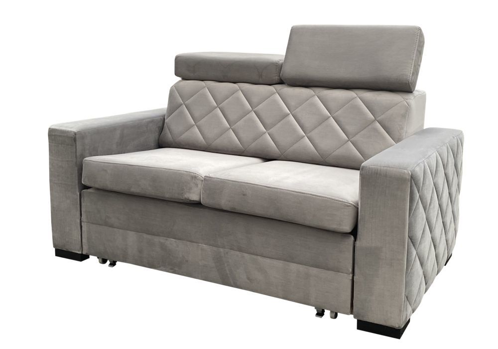 Opal sofa 2-osobowa pikowana, z funkcją spania - z regulowanymi zagłówkami