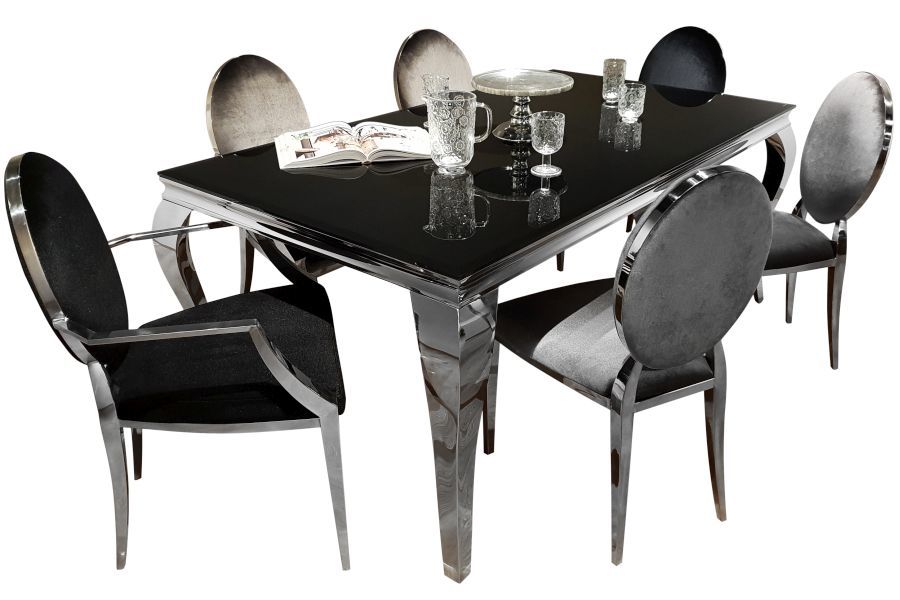Krzesło chromowane FT 83 Glamour-Silver Louis ludwik silver wybrana tkanina