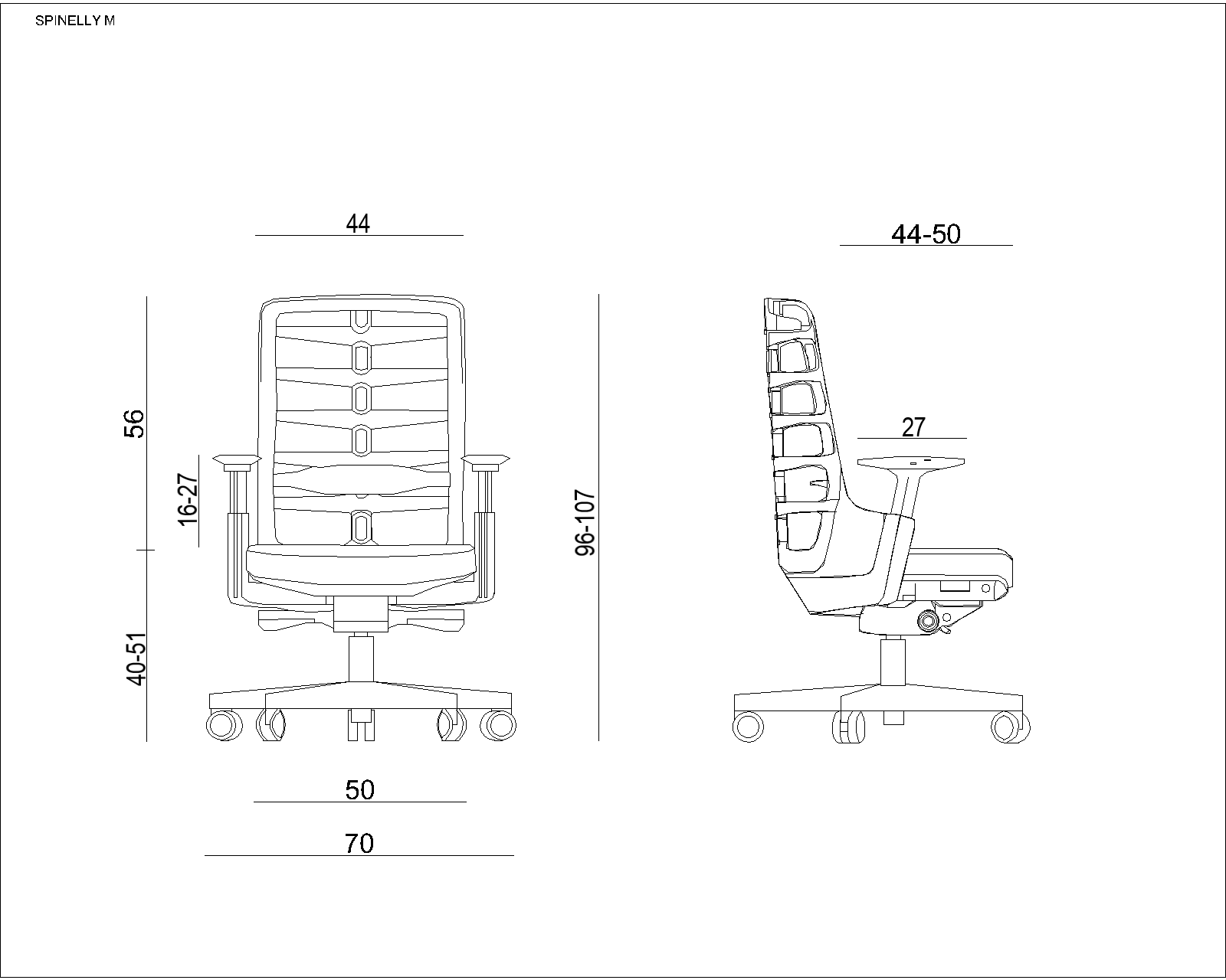 SPINELLY M - Ergonomiczny fotel biurowy z innowacyjnym oparciem CZARNY