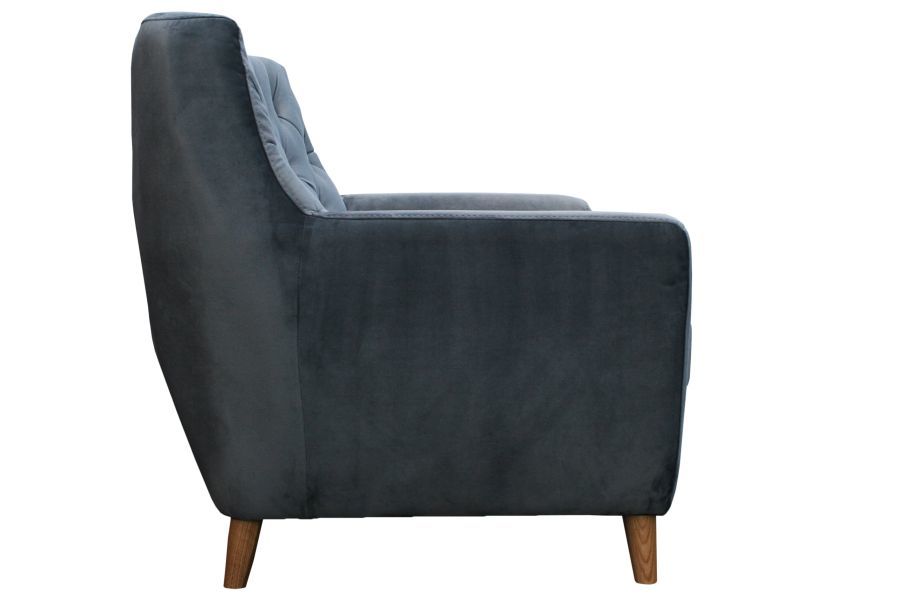 Rando fotel tapicerowany wypoczynkowy pikowany w stylu skandynawskim klasyczny