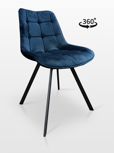 Krzesło 21137 obrotowe 360 st Kwadrat w skandynawskim stylu granat velvet 64