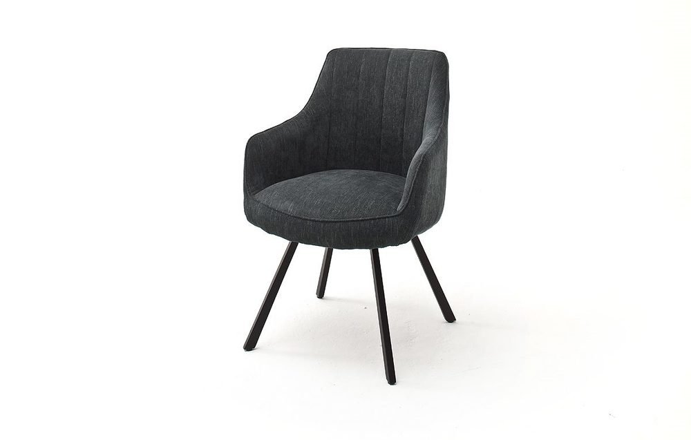 Sassello krzesło z podłokietnikiem na 4 nogach z obrotowym siedziskiem sprężyny tkanina antracyt