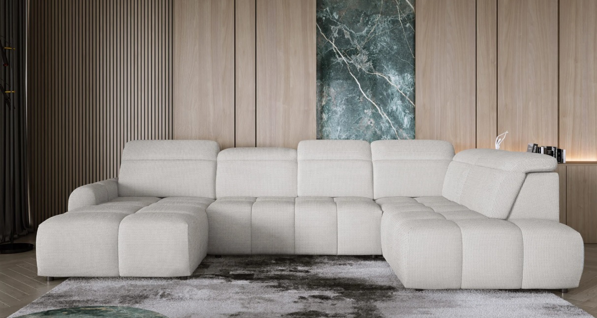 Narożnik Mateo XL z elektrycznie wysuwanym siedziskiem i regulowanymi zagłówkami Wersal  