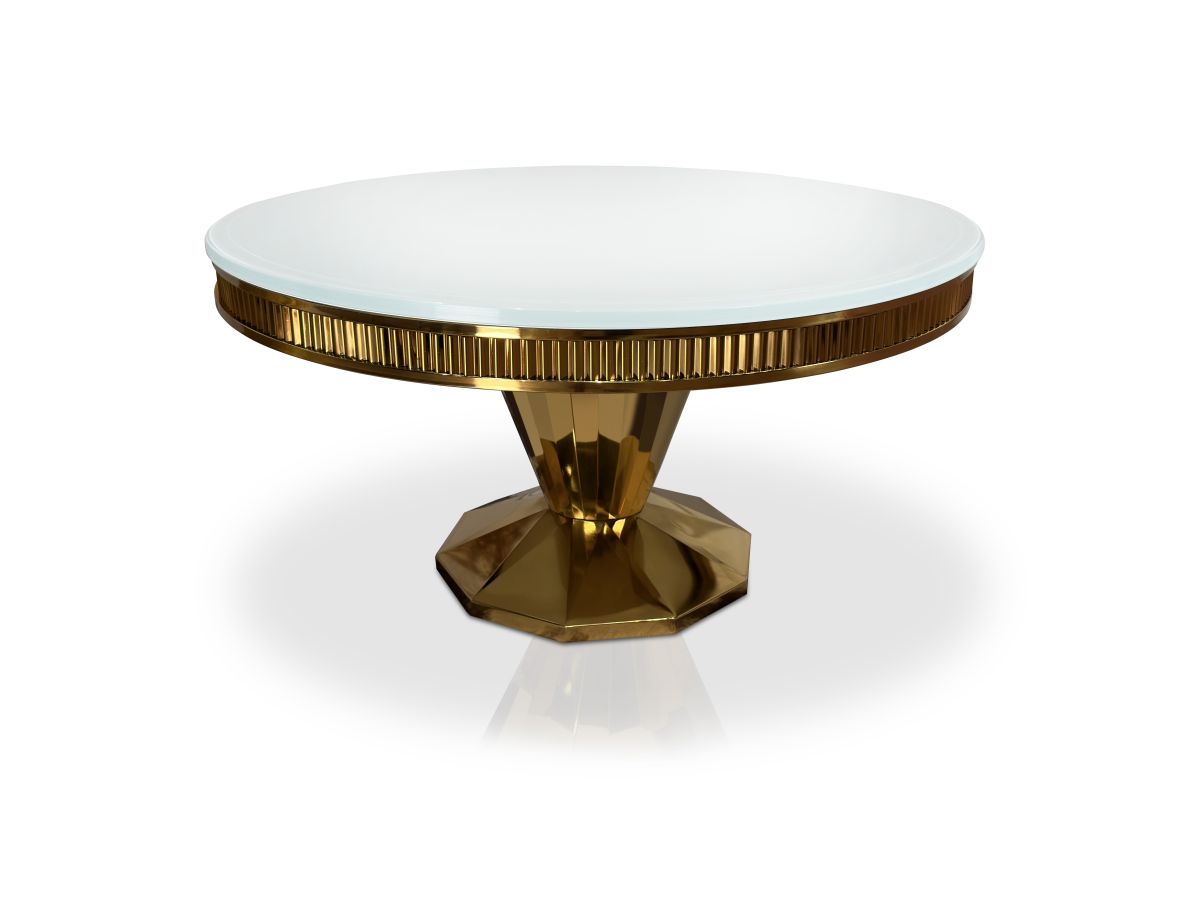 Ława stolik kawowy  T-910 100cm biały Glamour Gold stal szlachetna w kolorze złotym
