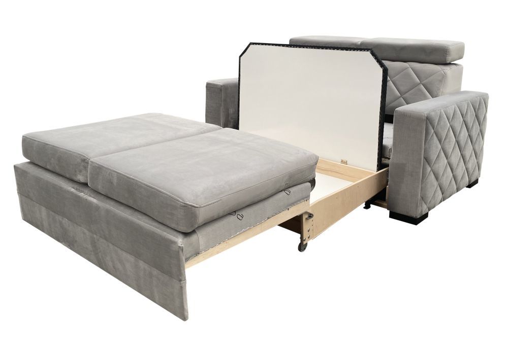 Opal sofa 2-osobowa pikowana, z funkcją spania - z regulowanymi zagłówkami