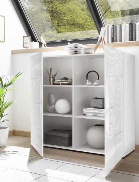 Komoda Wysoka 2D Lakier Biały Połysk MIRO 209083-04 Komoda Wysoka 2D Lakier Biały Połysk MIRO 209083-04