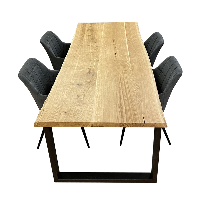 Stół Classic 160x90 dąb lity krawędź naturalna płozy metalowe, na wymiar