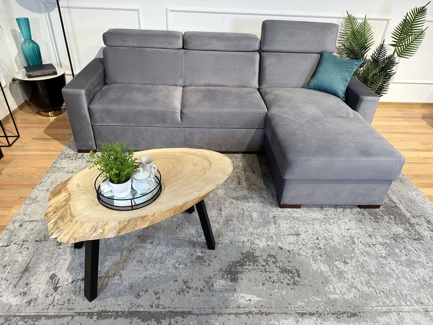 Malaga S narożnik z regulowanymi zagłówkami funkcją spania i pojemnikiem