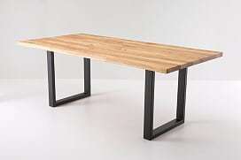 Stół Rockford lite drewno dębowe 180x90 cm metal lakier czarny mat