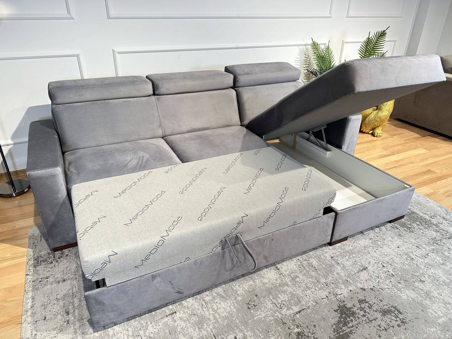 Malaga S narożnik z regulowanymi zagłówkami funkcją spania i pojemnikiem