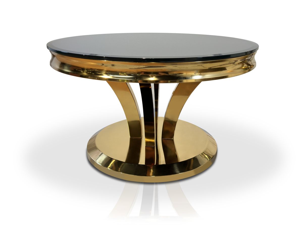 Ława stolik kawowy nowoczesny T-977 okrągły śr.80 cm czarny ludwik Glamour Gold złoty 