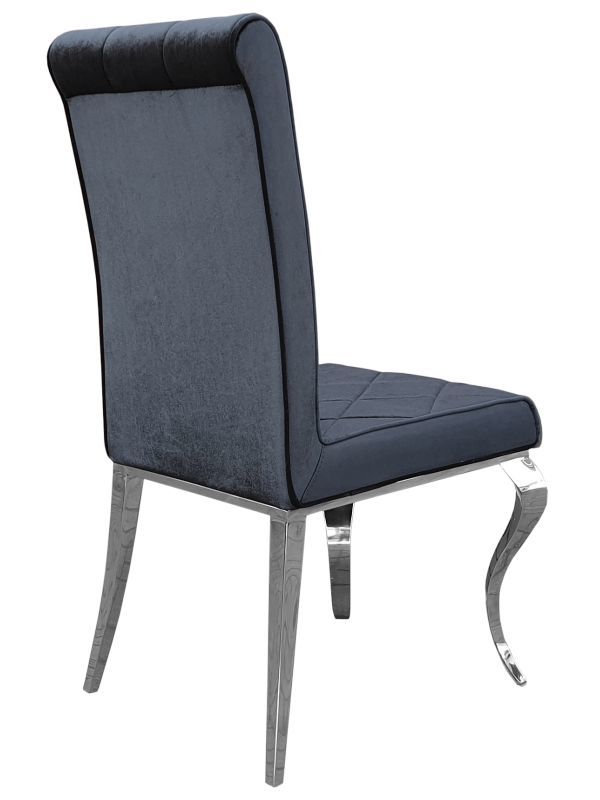 Krzesło Glamour czarne z przeszyciami i chromowanymi nogami FT 216 silver