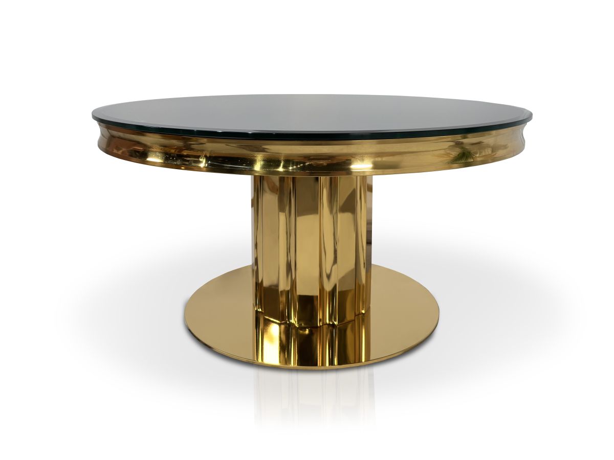 Ława stolik kawowy nowoczesny T-948 okrągły śr.100 cm czarny ludwik Glamour Gold złoty