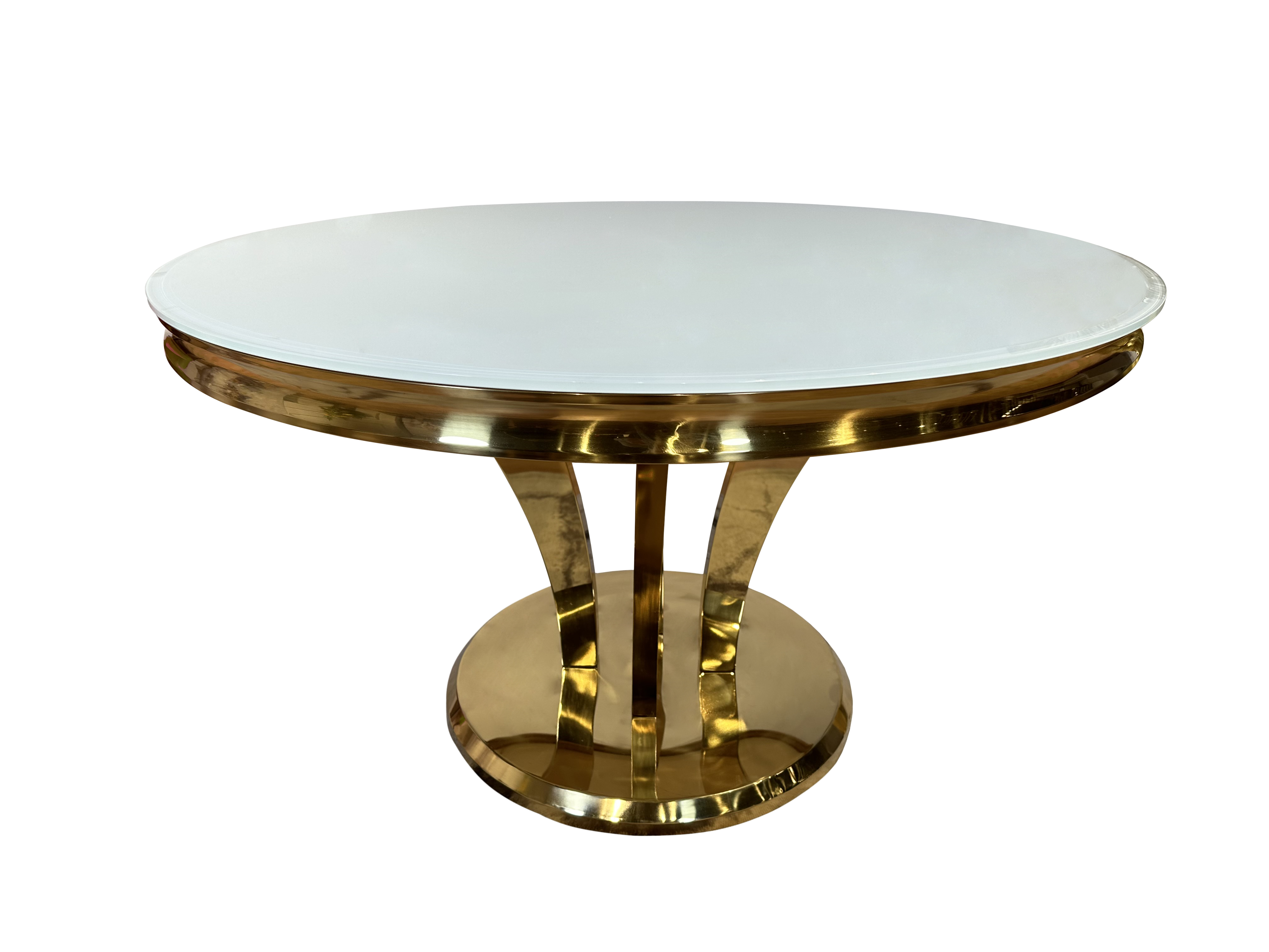 Złoty stół okrągły Glamour średnica 130cm biały T-977-1 - GOLD nowoczesny