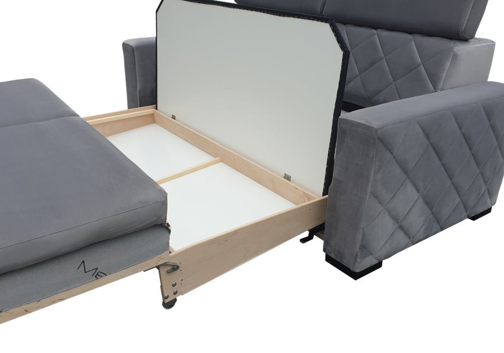 Opal sofa 3-osobowa pikowana, z funkcją spania z regulowanymi zagłówkami
